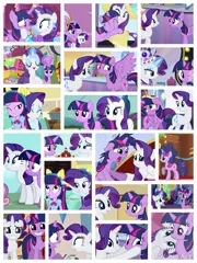 Size: 1200x1600 | Tagged: safe, artist:lozpony, derpibooru import, rarity, twilight sparkle, equestria girls, collage, female, lesbian, rarilight, shipping