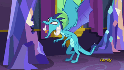 Size: 806x454 | Tagged: animated, chewing the scenery, cute, derpibooru import, dragon, dragons doing dragon things, eating, emberbetes, gif, princess ember, safe, screencap, triple threat