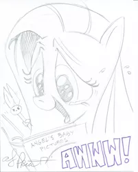 Size: 5232x6517 | Tagged: absurd resolution, andy price is trying to murder us, andy you magnificent bastard, angel bunny, angry, artist:andypriceart, book, commission, crying, cute, derpibooru import, fluttershy, safe, scrapbook, shyabetes