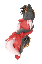 Size: 1009x1531 | Tagged: safe, artist:dusthiel, derpibooru import, oc, oc:gearshift, unnamed oc, unofficial characters only, pegasus, pony, eyes closed, hug, male, simple background, stallion, transparent background, underhoof