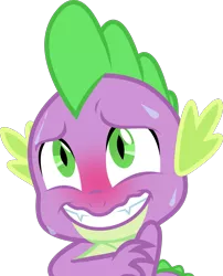 Size: 983x1216 | Tagged: artist:frownfactory, blushing, derpibooru import, dragon, green eyes, male, reaction image, safe, simple background, solo, spike, svg, .svg available, sweat, sweating profusely, transparent background, triple threat, vector