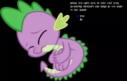 Size: 1346x856 | Tagged: black background, continue, derpibooru import, dragon, game over, knocked out, mother series, parody, rpg, safe, simple background, solo, spike, undertale, video game