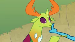 Size: 1920x1080 | Tagged: boop, changedling, changeling, cross-eyed, derpibooru import, discovery family logo, dragon, finger, king thorax, out of context, princess ember, safe, screencap, shhh, shipping fuel, shush, thorax, triple threat