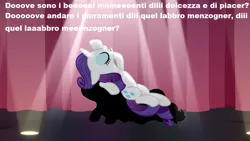 Size: 1280x720 | Tagged: safe, derpibooru import, edit, edited screencap, screencap, rarity, pony, fame and misfortune, fainting couch, flawless, italian, opera, s07e14, singing, solo, song reference, spotlight, stage, the marriage of figaro, wolfgang amadeus mozart