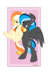 Size: 1436x2217 | Tagged: safe, artist:keplerspacepony, derpibooru import, oc, oc:candy sweets, oc:kepler, unofficial characters only, earth pony, pegasus, pony, cute, eyes closed, heart, holding a pony, hug, one eye open, simple background, transparent background