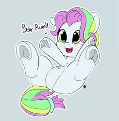 Size: 6535x6677 | Tagged: safe, artist:pabbley, derpibooru import, coconut cream, pony, fame and misfortune, 30 minute art challenge, absurd resolution, belly button, bellyrubs, cute, dock, female, filly, frog (hoof), hoofbutt, on back, open mouth, pabbley is trying to murder us, solo, speech, underhoof
