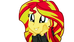 Size: 1280x720 | Tagged: safe, derpibooru import, sunset shimmer, eqg summertime shorts, equestria girls, pet project, cute, shimmerbetes, simple background, solo, transparent background, vector