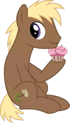 Size: 5800x10142 | Tagged: safe, artist:jhayarr23, derpibooru import, coco crusoe, pony, triple threat, absurd resolution, food, muffin, simple background, sitting, solo, transparent background, vector