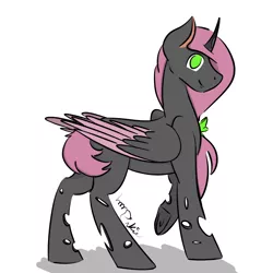 Size: 768x768 | Tagged: artist:pinkiepegasus, changeling, changeling oc, derpibooru import, hybrid, oc, pink changeling, safe, simple background, solo, unofficial characters only, white background