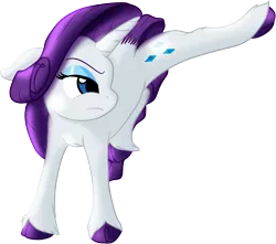 Size: 993x878 | Tagged: safe, artist:hywther, derpibooru import, rarity, pony, atg 2017, flexible, kicking, looking back, newbie artist training grounds, simple background, solo, white background