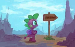 Size: 1500x938 | Tagged: adventure, artist:egn, atg 2017, backpack, derpibooru import, dragon, equestria daily exclusive, journey, newbie artist training grounds, safe, solo, spike