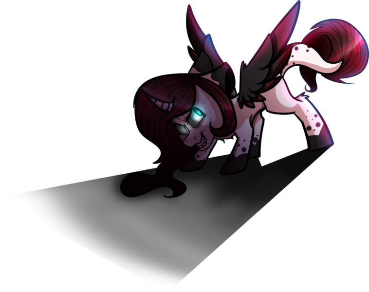 Size: 1024x811 | Tagged: safe, artist:fizzy2014, derpibooru import, oc, oc:esther, unofficial characters only, alicorn, pony, curved horn, female, mare, simple background, solo, transparent background