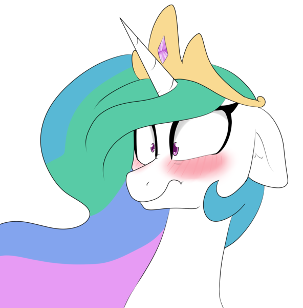 Size: 2000x2027 | Tagged: safe, artist:pastel-pony-princess, artist:victoreach, derpibooru import, princess celestia, alicorn, pony, blushing, explicit source, female, mare, scrunchy face, shocked, simple background, solo, transparent background