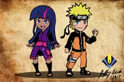 Size: 1529x1018 | Tagged: safe, artist:penspark, derpibooru import, twilight sparkle, human, chibi, clothes, crossover, humanized, naruto, naruto shippuuden, sketch, uzumaki naruto