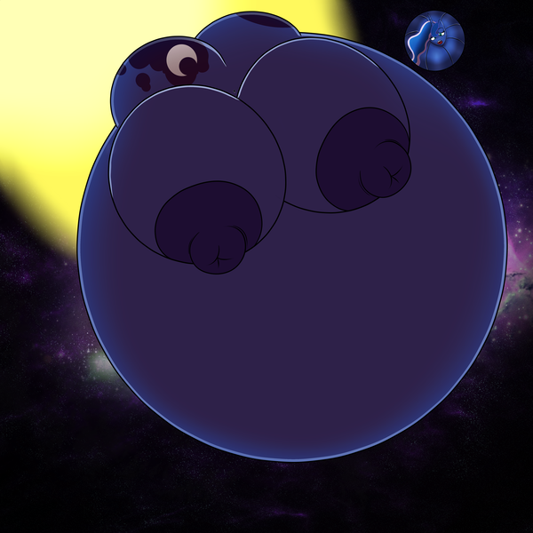 Size: 5000x5000 | Tagged: absurd resolution, anthro, areola, artist:09hankris, belly, big breasts, breasts, busty princess luna, derpibooru import, eclipse, female, galaxy, huge breasts, huge butt, impossibly large belly, impossibly large breasts, impossibly large butt, inflation, large butt, moon, moonbutt, nipples, nudity, princess luna, questionable, solar eclipse, solo, solo female, sun