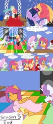 Size: 2400x5600 | Tagged: safe, artist:jake heritagu, derpibooru import, apple bloom, big macintosh, octavia melody, princess cadance, princess celestia, princess luna, scootaloo, sweetie belle, twilight sparkle, twilight sparkle (alicorn), vinyl scratch, oc, oc:lightning blitz, alicorn, pegasus, pony, comic:ask motherly scootaloo, baby, baby pony, clothes, colt, comic, cutie mark crusaders, dance floor, dancing, disco ball, dress, female, hairpin, kissing, male, marriage, motherly scootaloo, offspring, older, older apple bloom, older scootaloo, older sweetie belle, parent:rain catcher, parent:scootaloo, parents:catcherloo, ring, shipping, speakers, straight, tuxedo, twimac, wedding, wedding dress, wedding ring