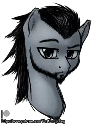 Size: 775x1033 | Tagged: safe, artist:thatonegib, derpibooru import, oc, unofficial characters only, pony, beard, bust, daily sketch, digital art, facial hair, looking at you, monochrome, ponysona, portrait, rough sketch, solo