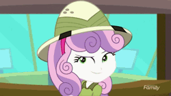 Size: 1125x628 | Tagged: safe, derpibooru import, screencap, pinkie pie, sweetie belle, eqg summertime shorts, equestria girls, the canterlot movie club, animated, flashlight (object), gif, kissy face, making faces with a flashlight, o-face