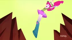 Size: 1010x567 | Tagged: safe, derpibooru import, screencap, pinkie pie, eqg summertime shorts, equestria girls, the canterlot movie club, discovery family logo, great moments in animation, solo