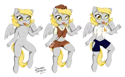 Size: 4480x2765 | Tagged: anthro, artist:salamishowdown, chibi, clothes, derpibooru import, derpy hooves, mailmare, safe, simple background, solo, transparent background