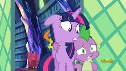 Size: 1920x1080 | Tagged: safe, derpibooru import, screencap, spike, thorax, twilight sparkle, twilight sparkle (alicorn), alicorn, changedling, changeling, dragon, pony, triple threat, floppy ears, king thorax, nervous