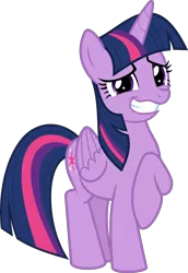 Size: 4456x6492 | Tagged: safe, artist:jhayarr23, derpibooru import, twilight sparkle, twilight sparkle (alicorn), alicorn, pony, triple threat, absurd resolution, raised hoof, sheepish grin, simple background, smiling, transparent background, vector