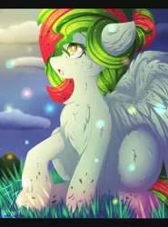 Size: 2000x2700 | Tagged: safe, artist:fkk, derpibooru import, oc, oc:watermelana, unofficial characters only, pegasus, pony, commission, female, mare, night, solo