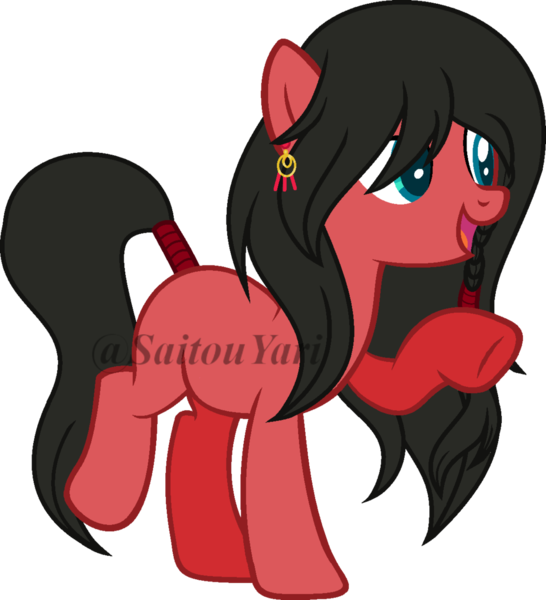 Size: 1024x1126 | Tagged: safe, artist:t-aroutachiikun, derpibooru import, ponified, earth pony, pony, base used, izuminokami kanesada, male, raised hoof, solo, stallion, tail wrap, touken ranbu, watermark