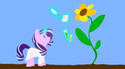 Size: 2000x1100 | Tagged: safe, artist:grim ponka, derpibooru import, starlight glimmer, pony, atg 2017, flower, magic, newbie artist training grounds, solo, telekinesis