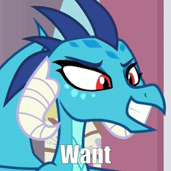 Size: 720x720 | Tagged: animated, attack eyebrows, caption, derpibooru import, dragon, edit, edited screencap, eyebrows, eyebrow wiggle, female, fuk, gif, implied sex, lemme smash, out of context, princess ember, raised eyebrow, reaction image, screencap, smiling, suggestive, triple threat, vulgar, zoomed in