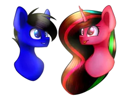 Size: 1780x1391 | Tagged: safe, artist:despotshy, derpibooru import, oc, oc:matt tech, oc:paint heart, unofficial characters only, earth pony, pony, unicorn, bust, female, male, mare, portrait, simple background, stallion, transparent background