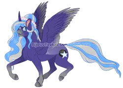 Size: 1250x900 | Tagged: safe, artist:bijutsuyoukai, derpibooru import, oc, oc:astrial night, unofficial characters only, alicorn, pony, female, mare, offspring, parent:king sombra, parent:princess luna, parents:lumbra, simple background, solo, transparent background, watermark