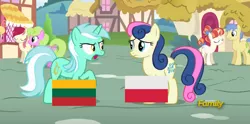 Size: 1160x576 | Tagged: safe, derpibooru import, bon bon, daisy, flower wishes, goldengrape, lily, lily valley, lyra heartstrings, rainbow stars, roseluck, sir colton vines iii, sweetie drops, pony, triple threat, eqg flag-tag meme, flag, history, lithuania, obligatory pony, poland, polish-lithuanian commonwealth