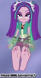 Size: 610x1165 | Tagged: suggestive, artist:maze1000, derpibooru import, aria blaze, equestria girls, feet, female, fetish, foot fetish, smelly, soles, solo, stinky feet, toes, visible stench