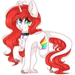 Size: 2048x2048 | Tagged: safe, artist:cinnamontee, derpibooru import, oc, oc:midnight feather, unofficial characters only, classical unicorn, pony, unicorn, chest fluff, female, gift art, heterochromia, leonine tail, looking at you, mare, raised hoof, simple background, smiling, solo, tongue out, transparent background, unshorn fetlocks