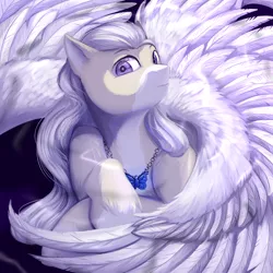 Size: 1024x1024 | Tagged: safe, artist:peachmayflower, derpibooru import, oc, oc:eliot, unofficial characters only, pegasus, pony, jewelry, looking at you, male, necklace, solo, stallion