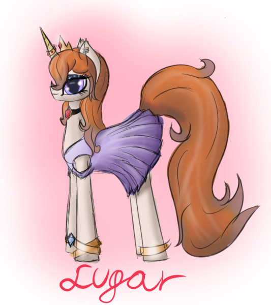 Size: 600x676 | Tagged: safe, artist:sugarypolecat, derpibooru import, oc, oc:sugar, unofficial characters only, pony, unicorn, clothes, dress, female, lugar, mare, solo