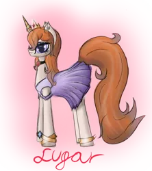 Size: 600x676 | Tagged: safe, artist:sugarypolecat, derpibooru import, oc, oc:sugar, unofficial characters only, pony, unicorn, clothes, dress, female, lugar, mare, solo