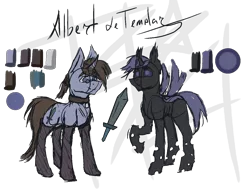 Size: 1173x894 | Tagged: safe, artist:al1-ce, derpibooru import, oc, oc:albert de templar, unofficial characters only, changeling, pony, changeling oc, color, cutie mark, disguise, disguised changeling, flat colors, reference sheet, solo