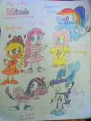 Size: 1369x1830 | Tagged: alicorn, applejack, artist:pogorikifan10, derpibooru import, fluttershy, lego, mane six, mixels, pinkie pie, rainbow dash, rarity, safe, species swap, traditional art, twilight sparkle, twilight sparkle (alicorn)