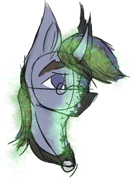 Size: 532x708 | Tagged: safe, artist:al1-ce, derpibooru import, oc, oc:albert de templar, unofficial characters only, changeling, pony, changeling oc, collar, disguise, disguising, glasses, head, magic, simple background, solo, transformation, transparent background