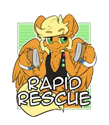 Size: 2100x2400 | Tagged: safe, artist:bbsartboutique, derpibooru import, oc, oc:rapid rescue, unofficial characters only, pony, badge, clothes, con badge, defibrillator, vest