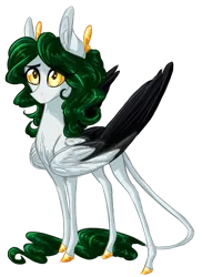 Size: 1089x1500 | Tagged: safe, artist:australian-senior, derpibooru import, oc, oc:aletheia invictus, unofficial characters only, alicorn, pony, kirindos, alternate universe, antlers, colored hooves, colored sclera, female, golden eyes, image, leonine tail, next generation, parent:oc:arlon invictus, parent:princess celestia, png, simple background, solo, transparent background