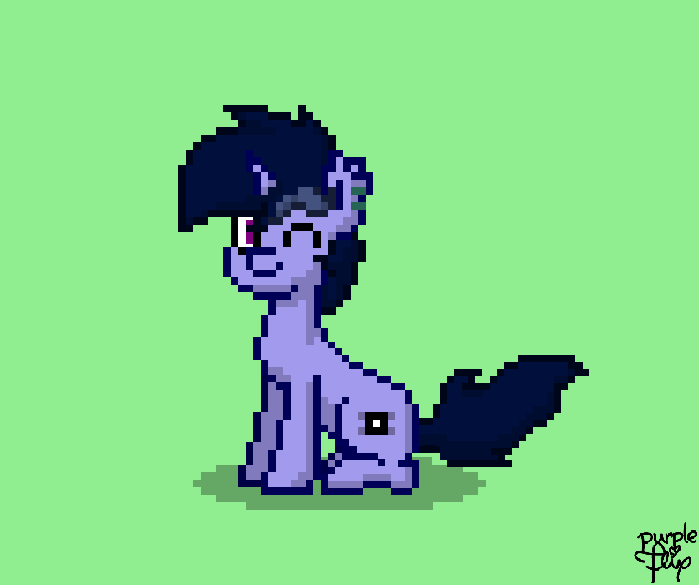 Size: 699x585 | Tagged: safe, artist:kimjoman, derpibooru import, edit, edited screencap, screencap, oc, oc:purple flix, unofficial characters only, pony, pony town, aseprite, cute, looking at you, male, one eye closed, sitting, smiling, solo, wink