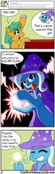 Size: 1280x4000 | Tagged: safe, artist:outofworkderpy, derpibooru import, snails, trixie, pony, unicorn, comic:a derpy magic show, cape, clothes, colt, comic, duo, female, funny, glitter shell, hat, magic show, magic trick, male, mare, outofworkderpy, parody, slayers, trixie's cape, trixie's hat, tumblr, tumblr comic