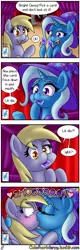 Size: 1280x4000 | Tagged: safe, artist:outofworkderpy, derpibooru import, derpy hooves, trixie, oc, oc:brownie bun, pegasus, pony, unicorn, comic:a derpy magic show, horse wife, blushing, cape, card trick, clothes, comic, female, funny, hat, kissing, lesbian, magic show, magic trick, mare, outofworkderpy, shipping, stage, surprise kiss, tripy, trixie's cape, trixie's hat, tumblr, tumblr comic