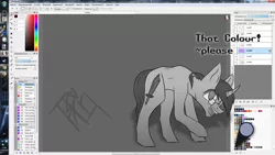 Size: 1920x1080 | Tagged: safe, artist:al1-ce, derpibooru import, oc, oc:albert de templar, unofficial characters only, changeling, pony, unicorn, breaking the fourth wall, changeling oc, dialogue, disguise, disguised changeling, fire alpaca, image editor, russian, smiling, solo, text