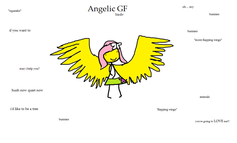 Size: 1034x623 | Tagged: safe, artist:horsesplease, derpibooru import, fluttershy, equestria girls, 1000 hours in ms paint, behaving like a bird, flapping, hush now quiet now, i'd like to be a tree, ideal gf, implied angel bunny, large wings, love me, meme, ms paint, oh my, shy, smiling, spread wings, winged humanization, wings, you're going to love me