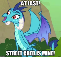 Size: 529x500 | Tagged: derpibooru import, dragon, edit, edited screencap, image macro, meme, princess ember, safe, screencap, squidbillies, trip, triple threat