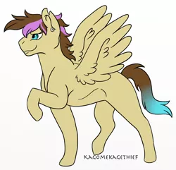 Size: 880x850 | Tagged: safe, artist:khalilfrederick, derpibooru import, oc, oc:honey heart cake, unofficial characters only, pegasus, pony, female, filly, offspring, parent:pound cake, parent:princess flurry heart, parents:poundflurry, raised hoof, simple background, solo, white background